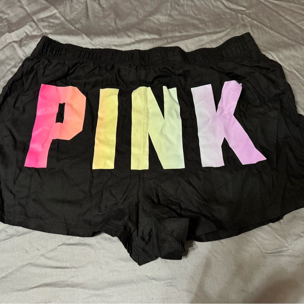 💜PINK Victoria secret Gradient Logo Black Sleep Shorts